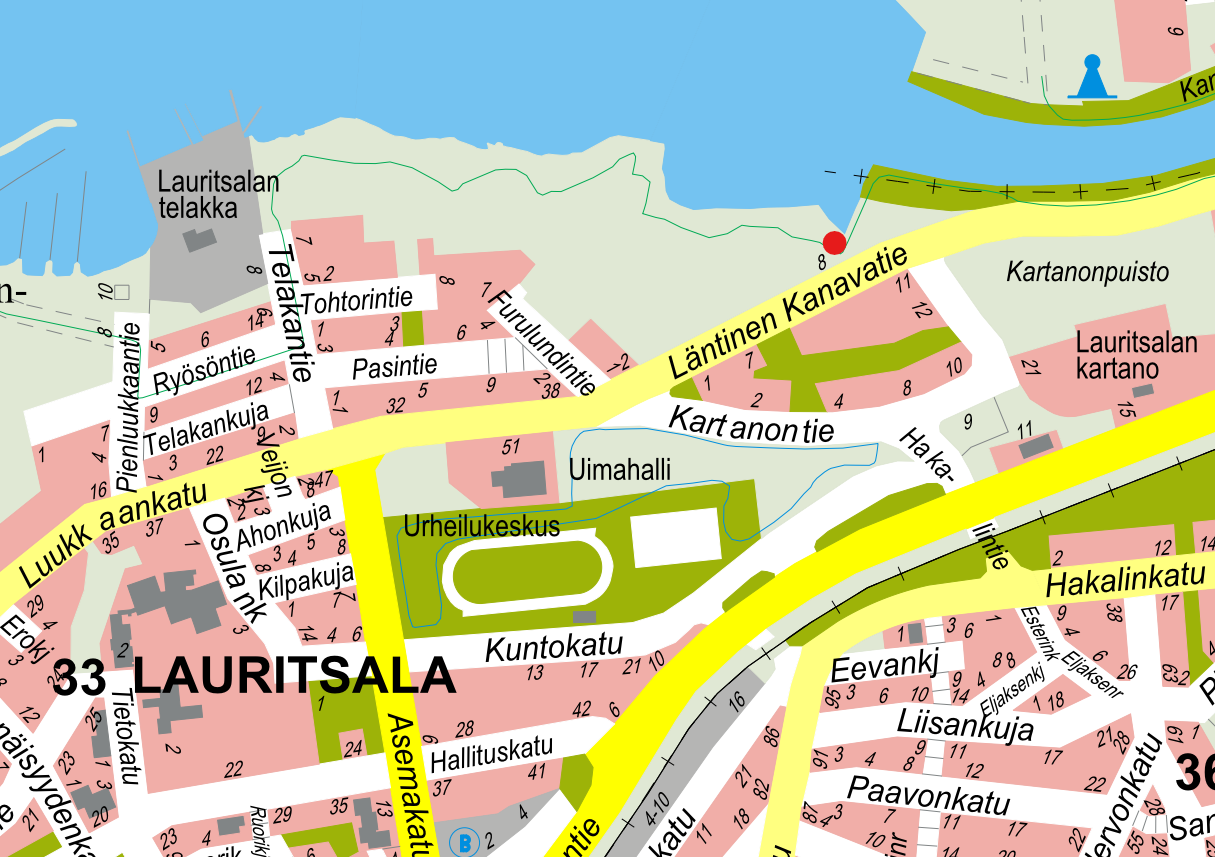 Matonpesupaikka  kartalla Lauritsalassa.